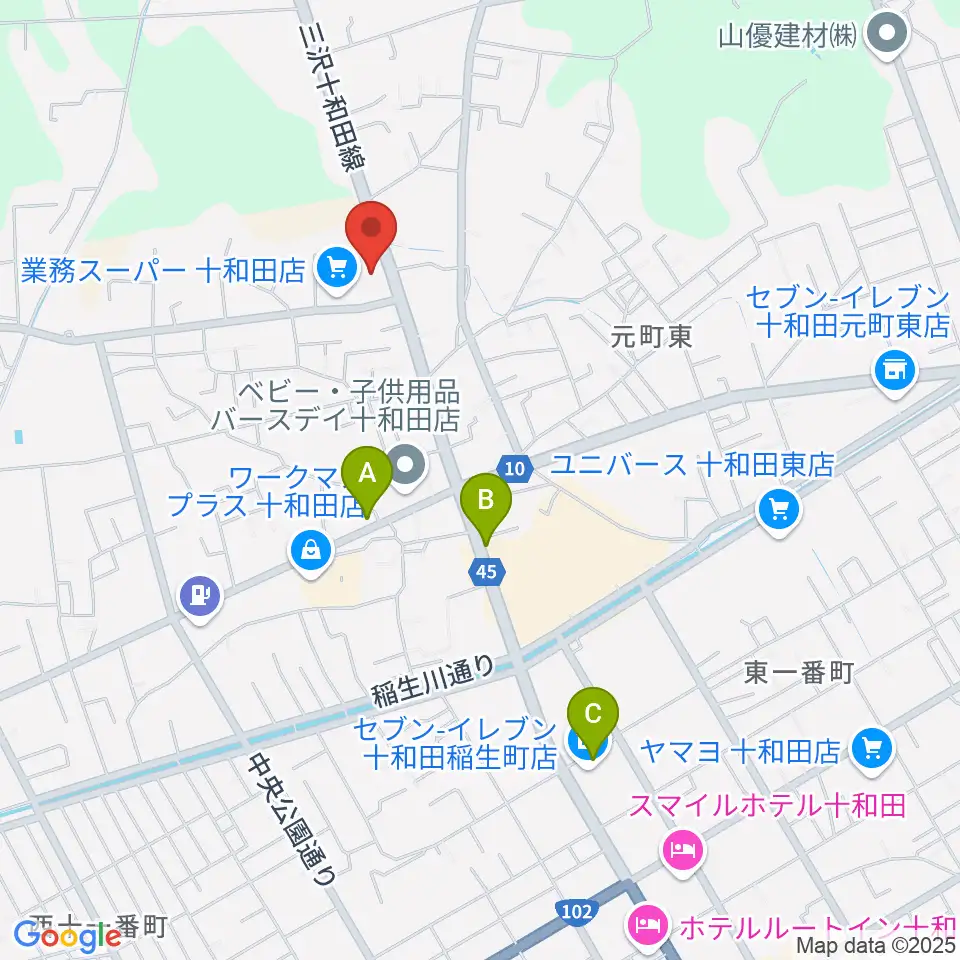 ゲオ十和田千歳森店周辺のカフェ一覧地図