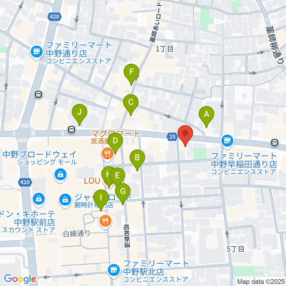 中野heavysick ZERO周辺のカフェ一覧地図