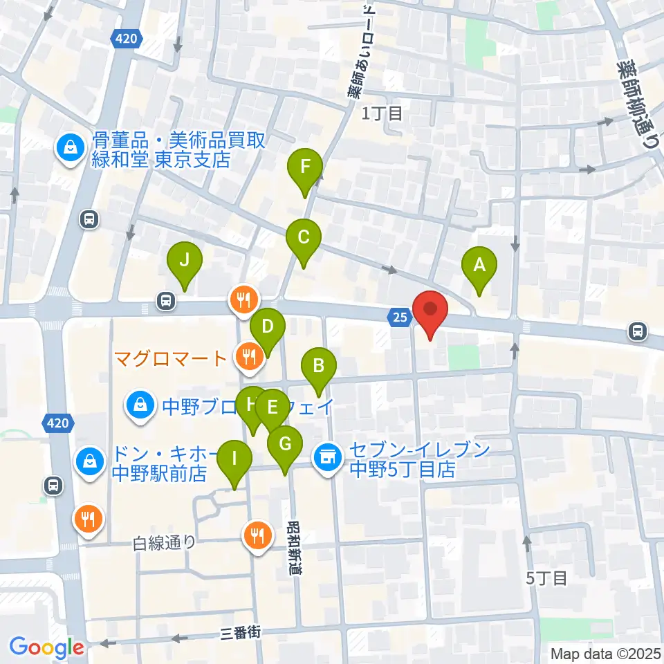 中野heavysick ZERO周辺のカフェ一覧地図