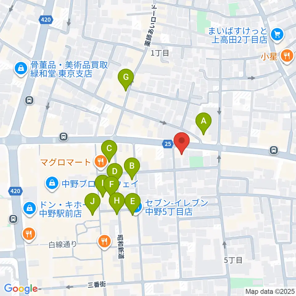 中野heavysick ZERO周辺のカフェ一覧地図