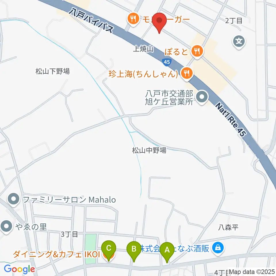 ゲオ八戸湊高台店周辺のカフェ一覧地図