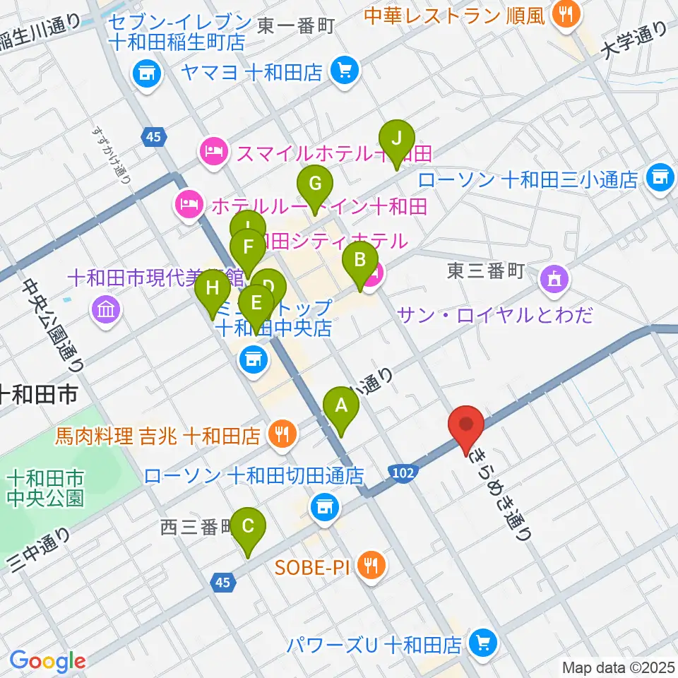 TSUTAYA 十和田店周辺のカフェ一覧地図