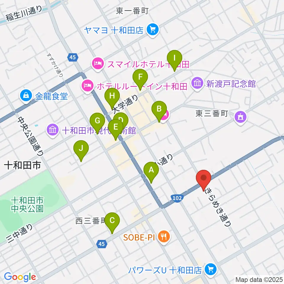 TSUTAYA 十和田店周辺のカフェ一覧地図