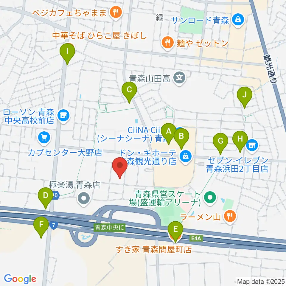 TSUTAYA 青森中央店周辺のカフェ一覧地図
