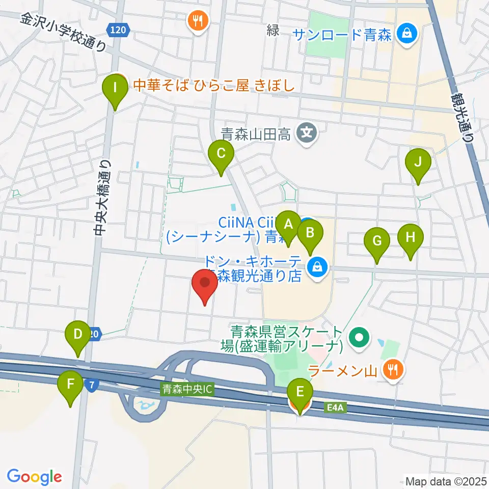 TSUTAYA 青森中央店周辺のカフェ一覧地図