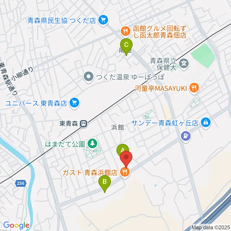 ゲオ青森浜館店周辺のカフェ一覧地図