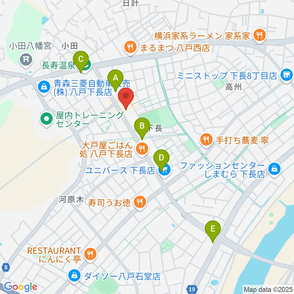 ゲオ八戸下長店周辺のカフェ一覧地図