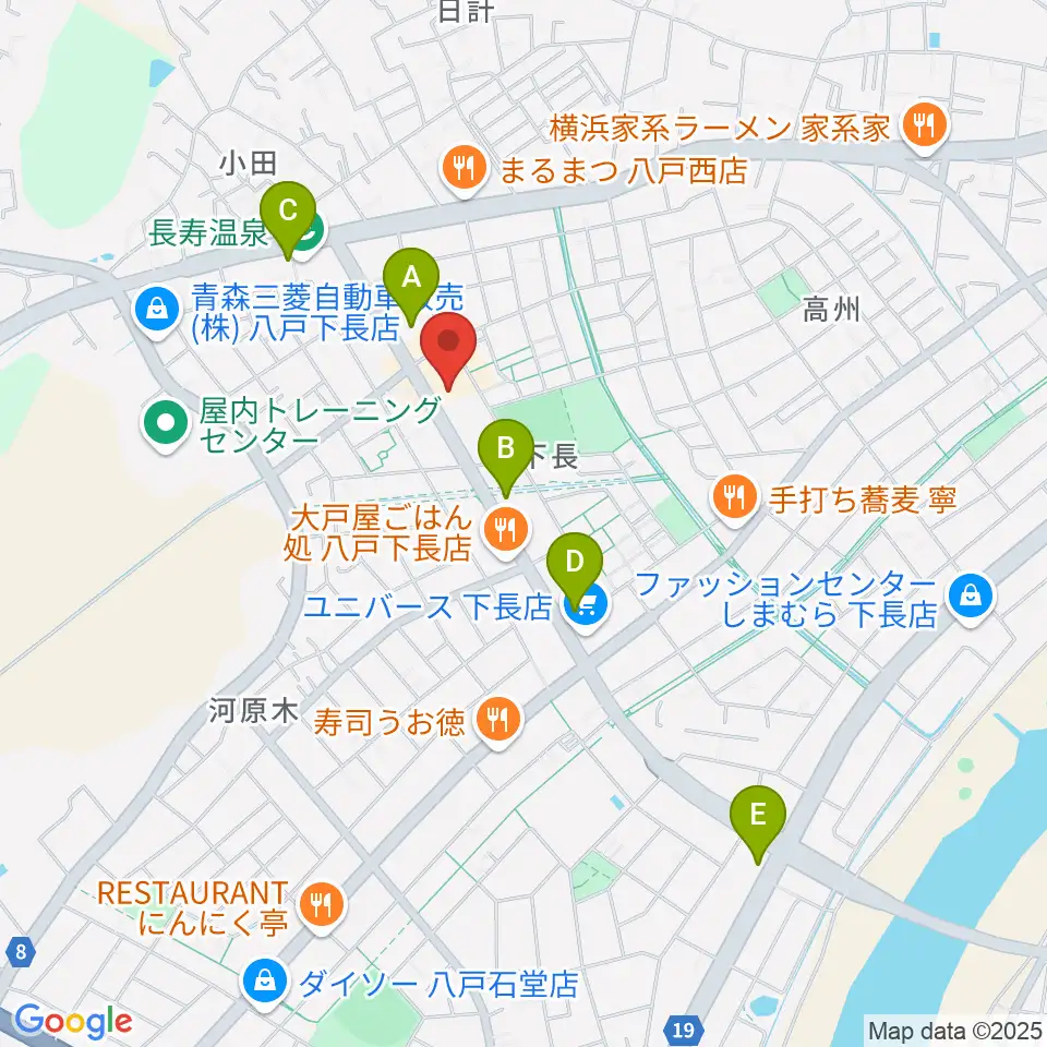 ゲオ八戸下長店周辺のカフェ一覧地図