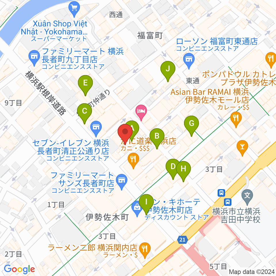 長者町FRIDAY周辺のカフェ一覧地図