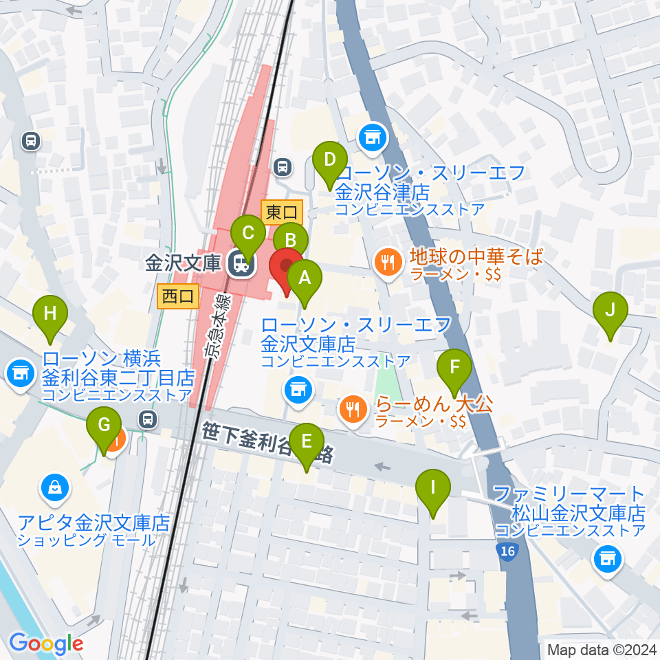 金沢文庫ブルームーン周辺のカフェ一覧地図