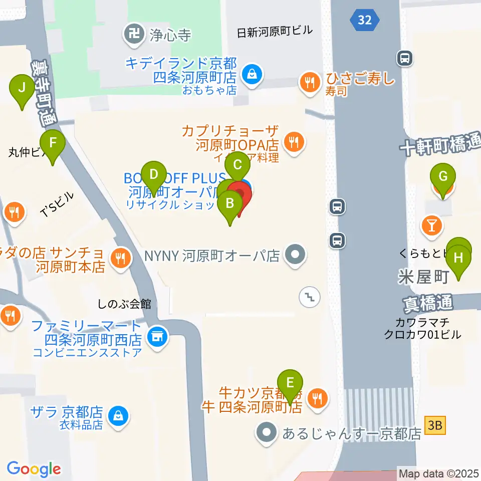 タワーレコード京都店周辺のカフェ一覧地図