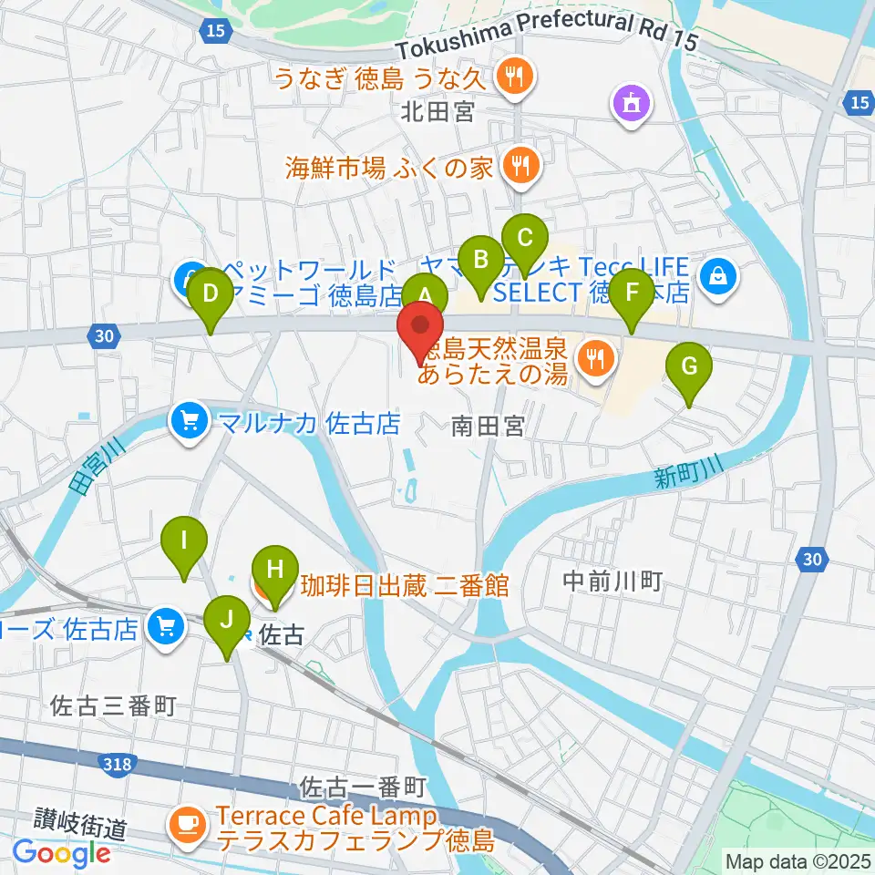 TSUTAYA 田宮店周辺のカフェ一覧地図