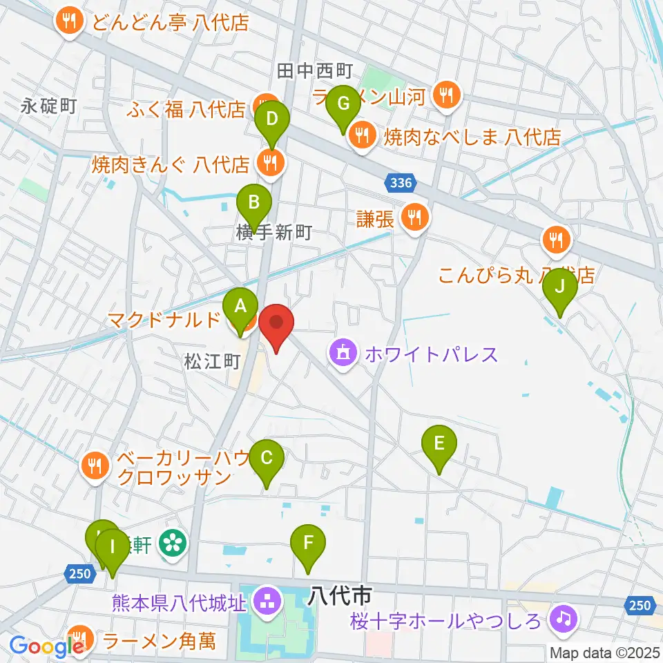 TSUTAYA 八代松江店周辺のカフェ一覧地図