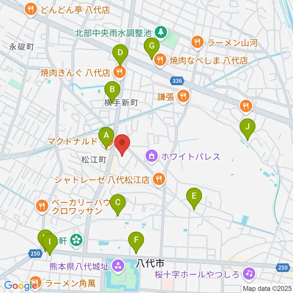 TSUTAYA 八代松江店周辺のカフェ一覧地図