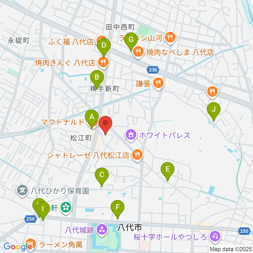 TSUTAYA 八代松江店周辺のカフェ一覧地図