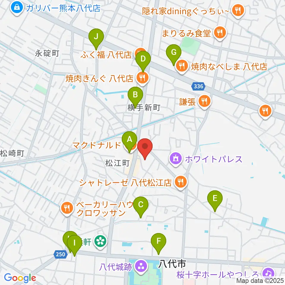 TSUTAYA 八代松江店周辺のカフェ一覧地図