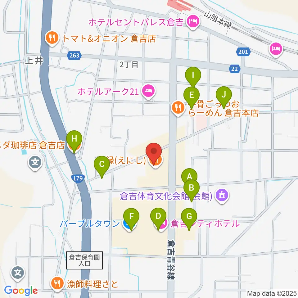 ゲオ倉吉店周辺のカフェ一覧地図
