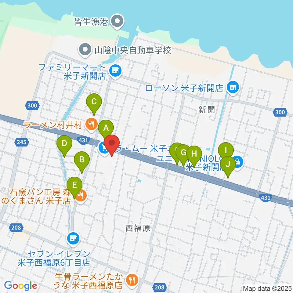 ゲオ米子西福原店周辺のカフェ一覧地図