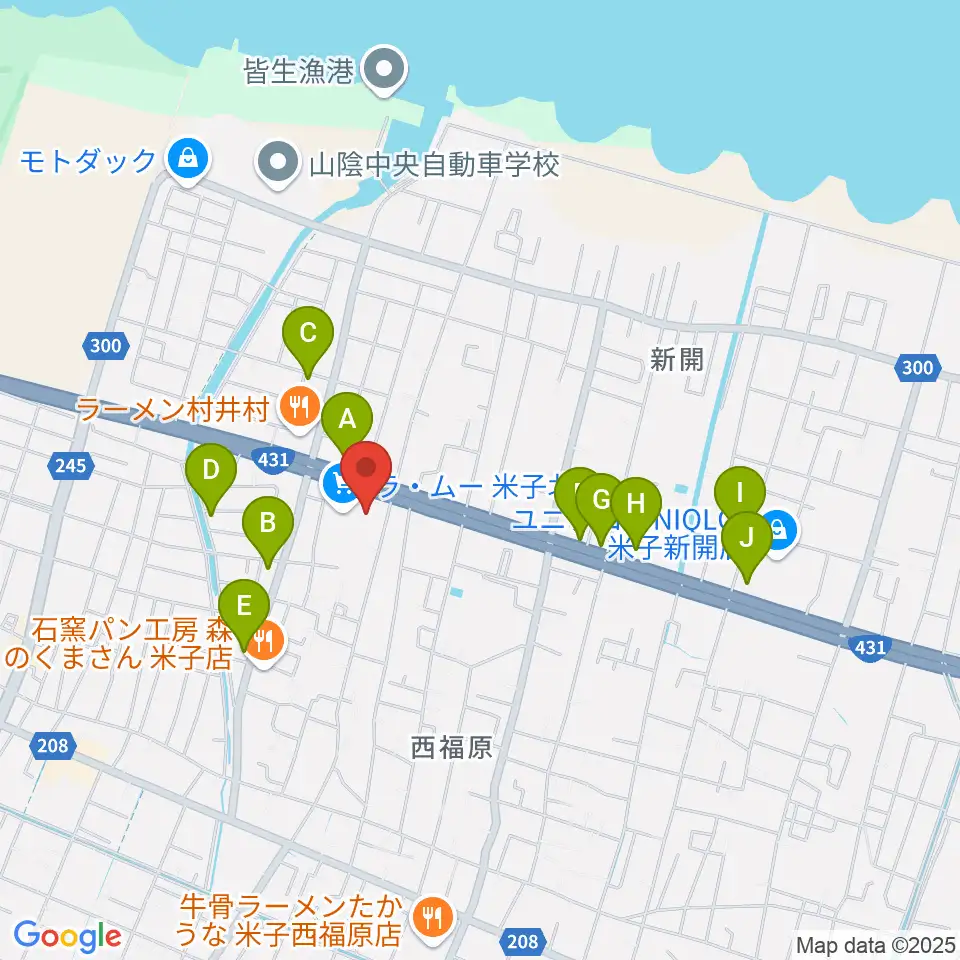ゲオ米子西福原店周辺のカフェ一覧地図