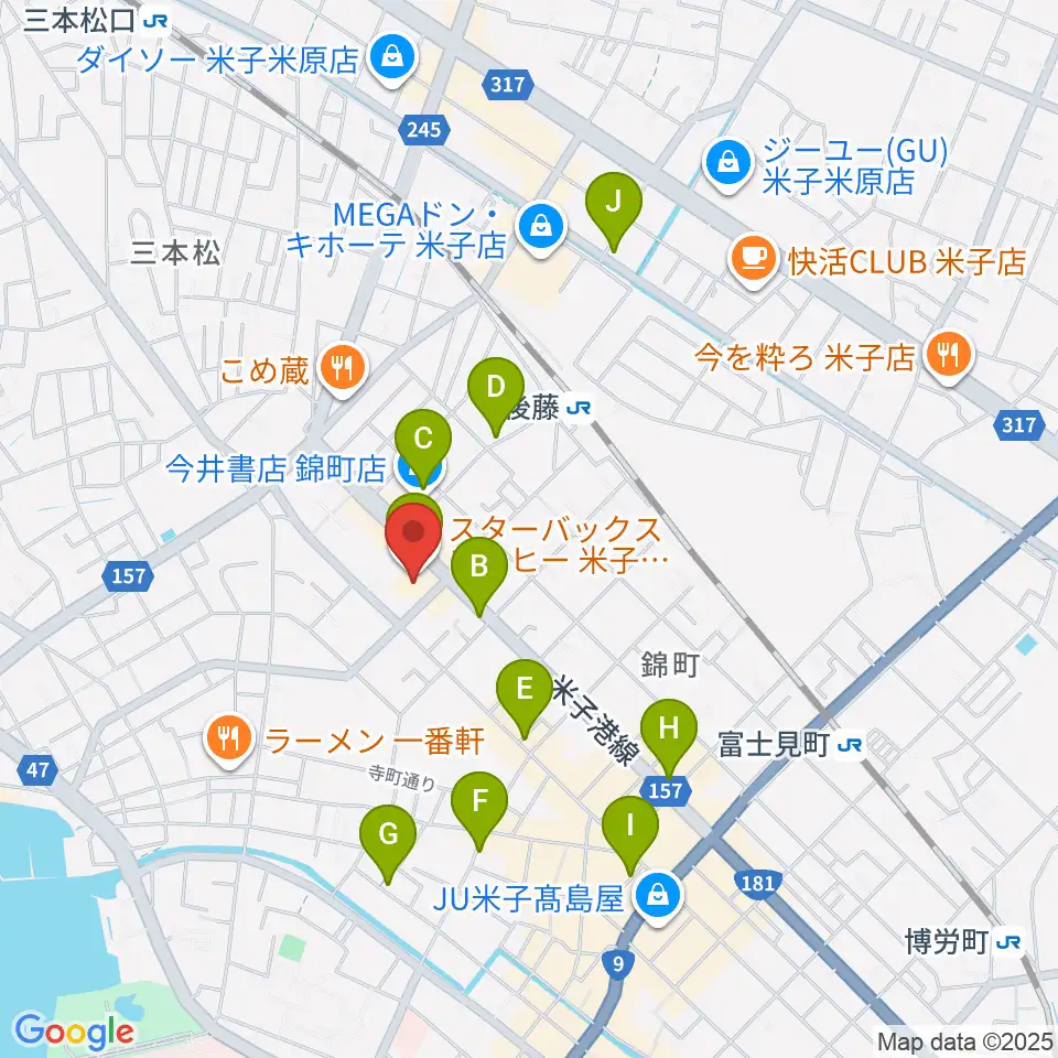 TSUTAYA 角盤町店周辺のカフェ一覧地図
