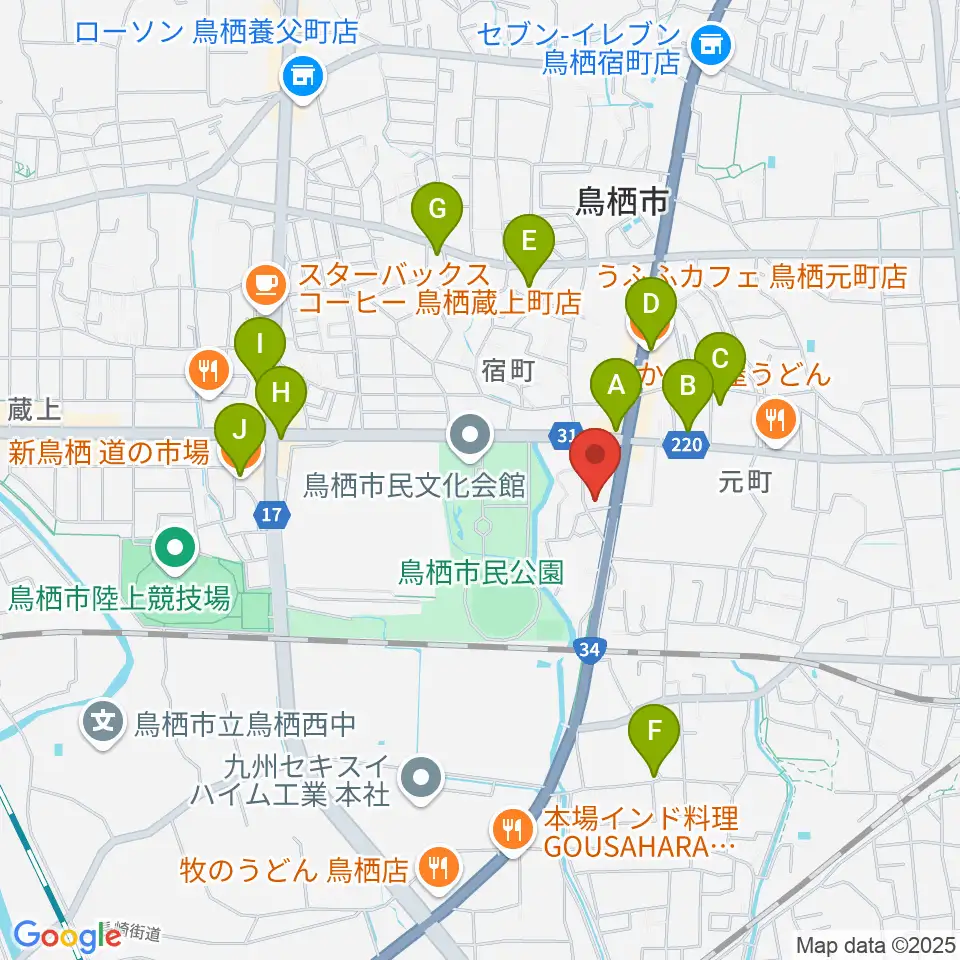 ゲオ鳥栖店周辺のカフェ一覧地図