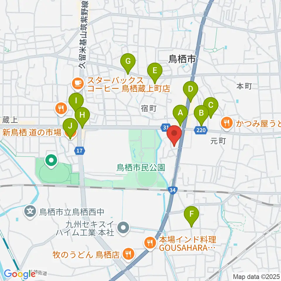 ゲオ鳥栖店周辺のカフェ一覧地図