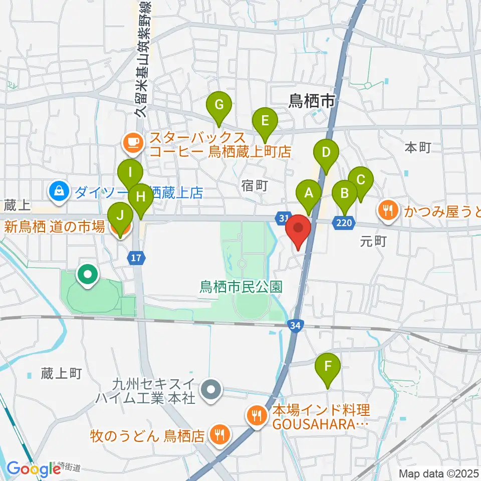 ゲオ鳥栖店周辺のカフェ一覧地図