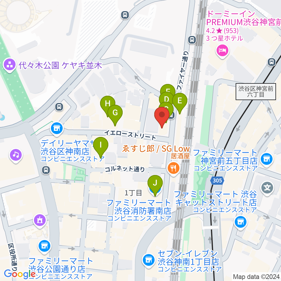 渋谷UNDER DEER Lounge周辺のカフェ一覧地図