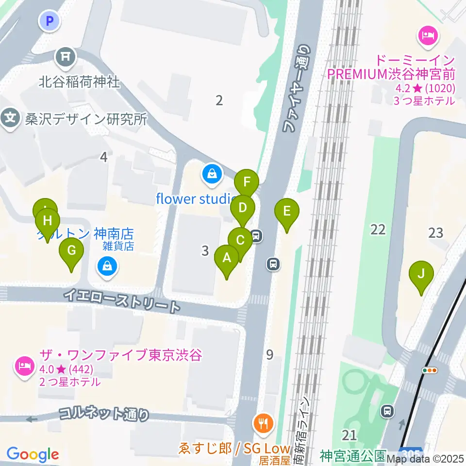 渋谷UNDER DEER Lounge周辺のカフェ一覧地図