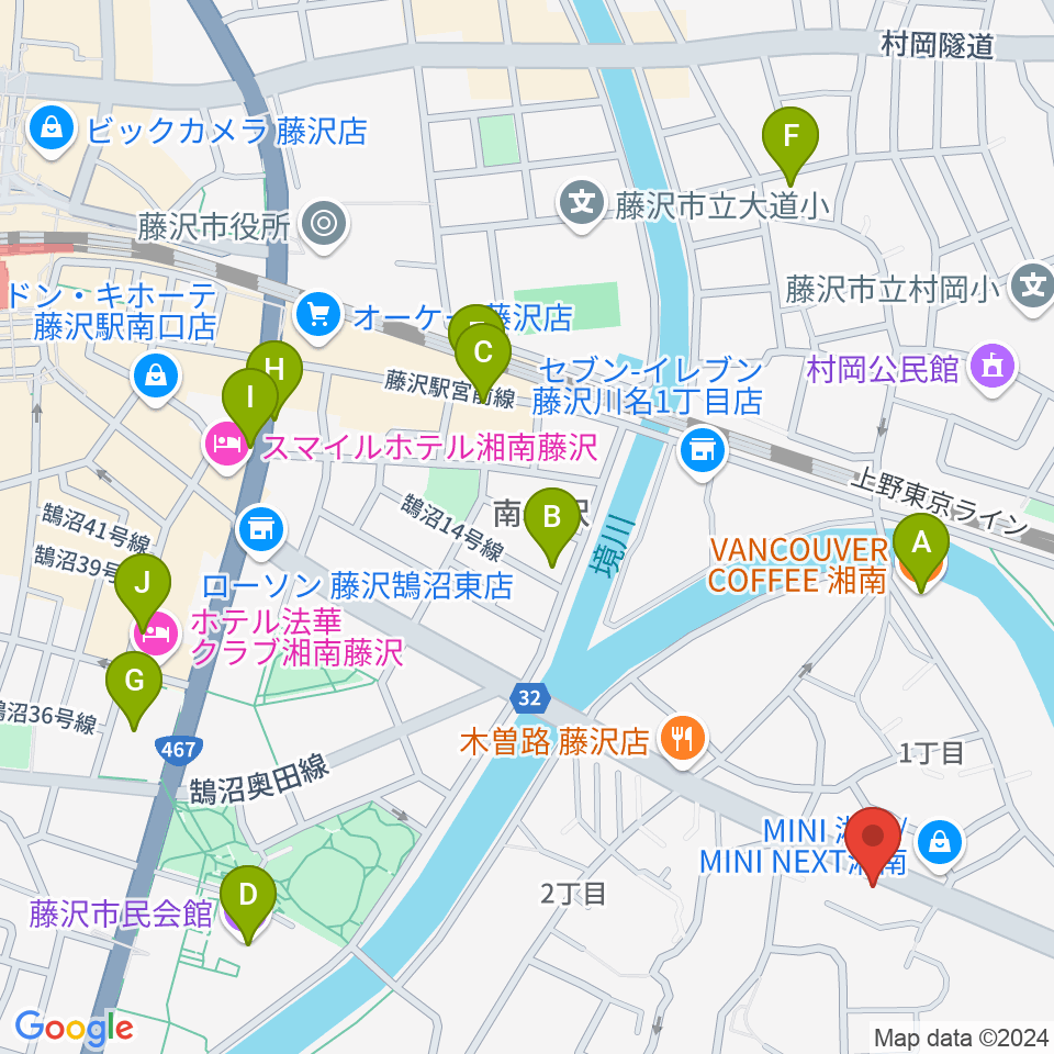 ギターの処方箋TAKAMURA周辺のカフェ一覧地図