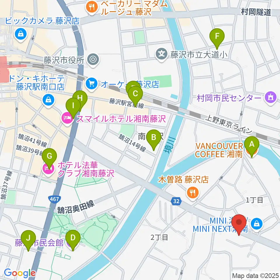 ギターの処方箋TAKAMURA周辺のカフェ一覧地図