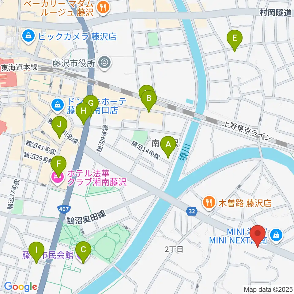 ギターの処方箋TAKAMURA周辺のカフェ一覧地図