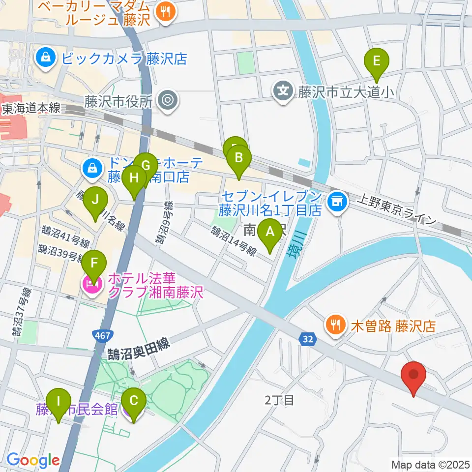 ギターの処方箋TAKAMURA周辺のカフェ一覧地図