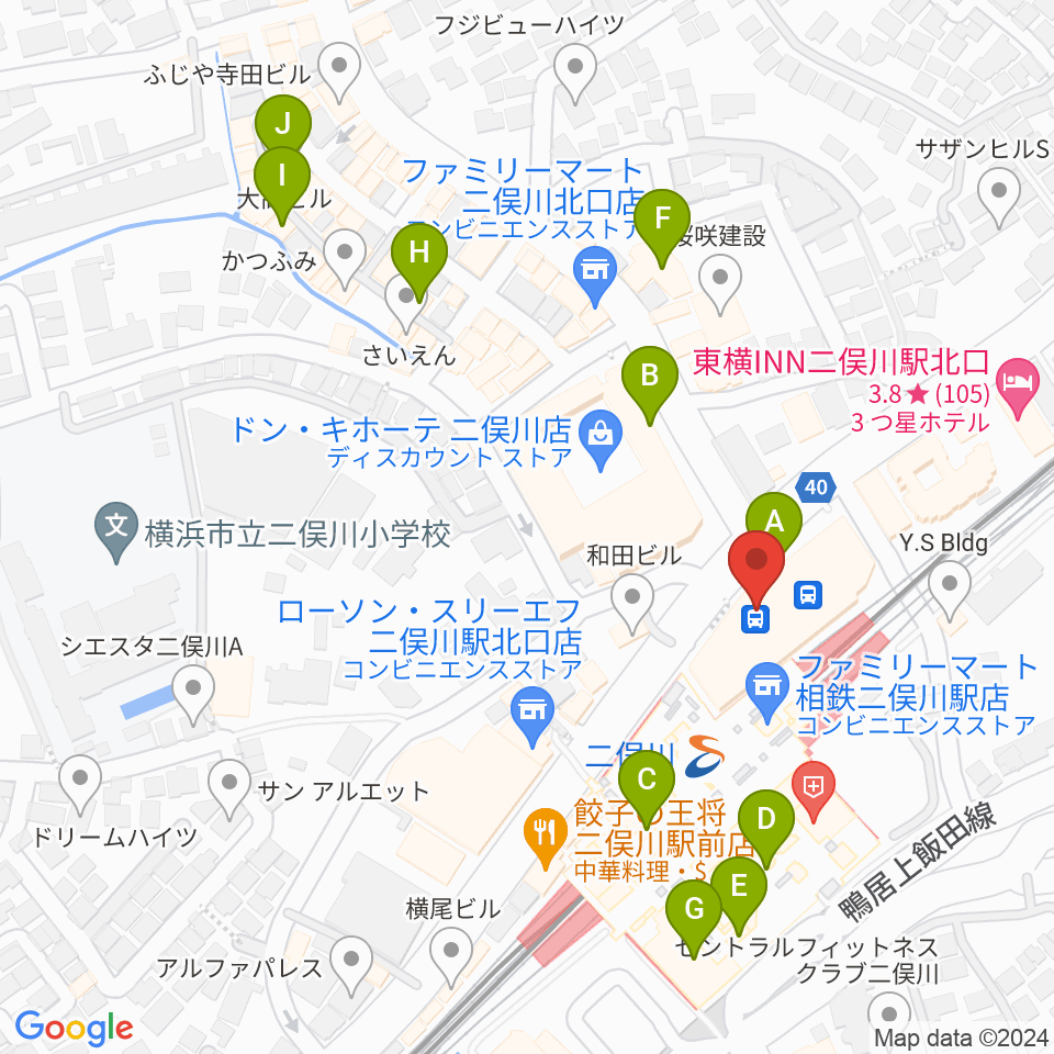 横浜市旭区民文化センターサンハート周辺のカフェ一覧地図