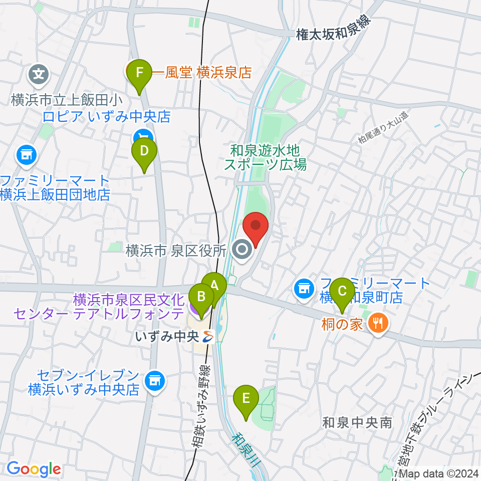 横浜市泉公会堂周辺のカフェ一覧地図