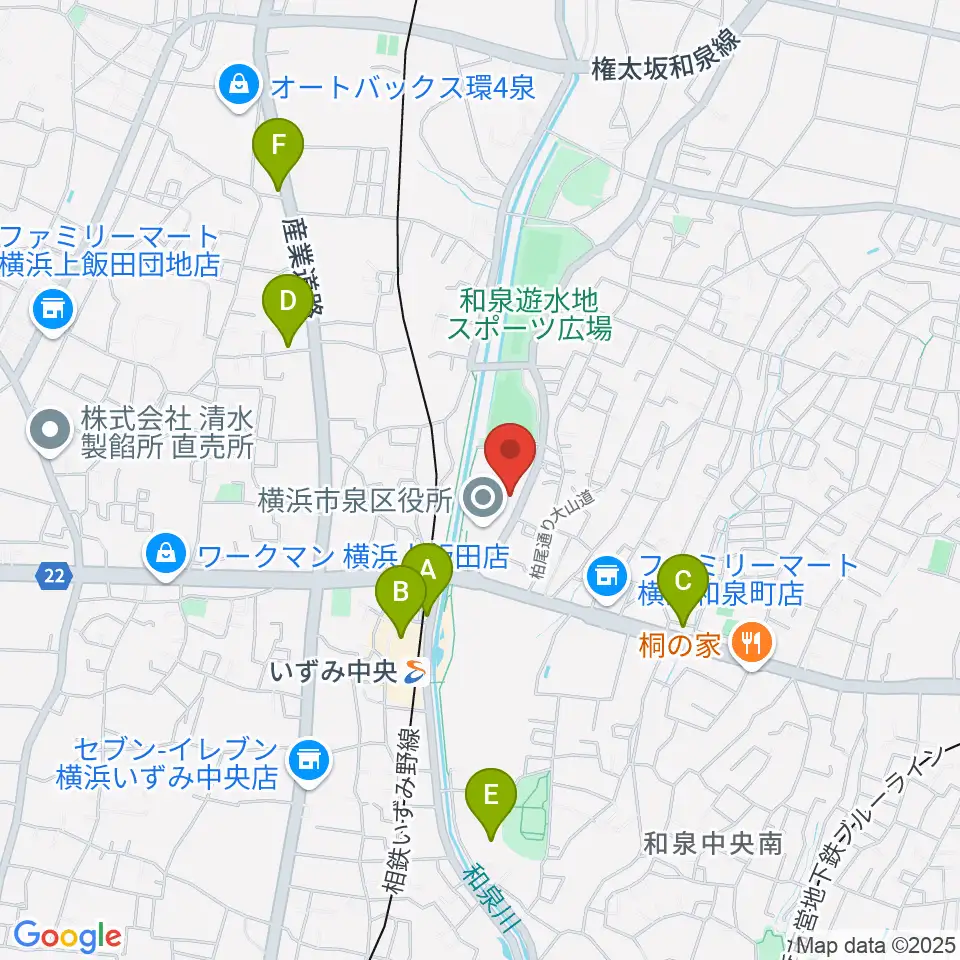 横浜市泉公会堂周辺のカフェ一覧地図