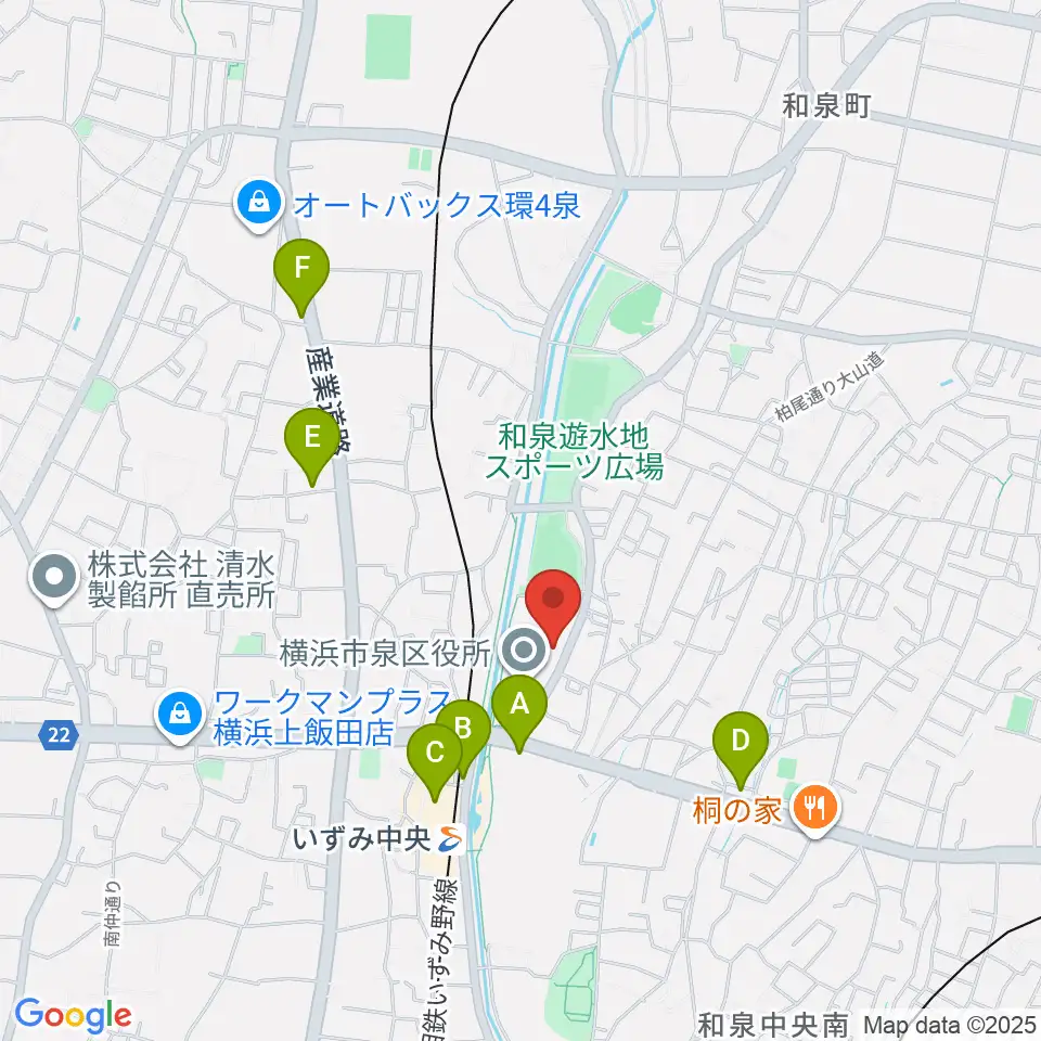 横浜市泉公会堂周辺のカフェ一覧地図