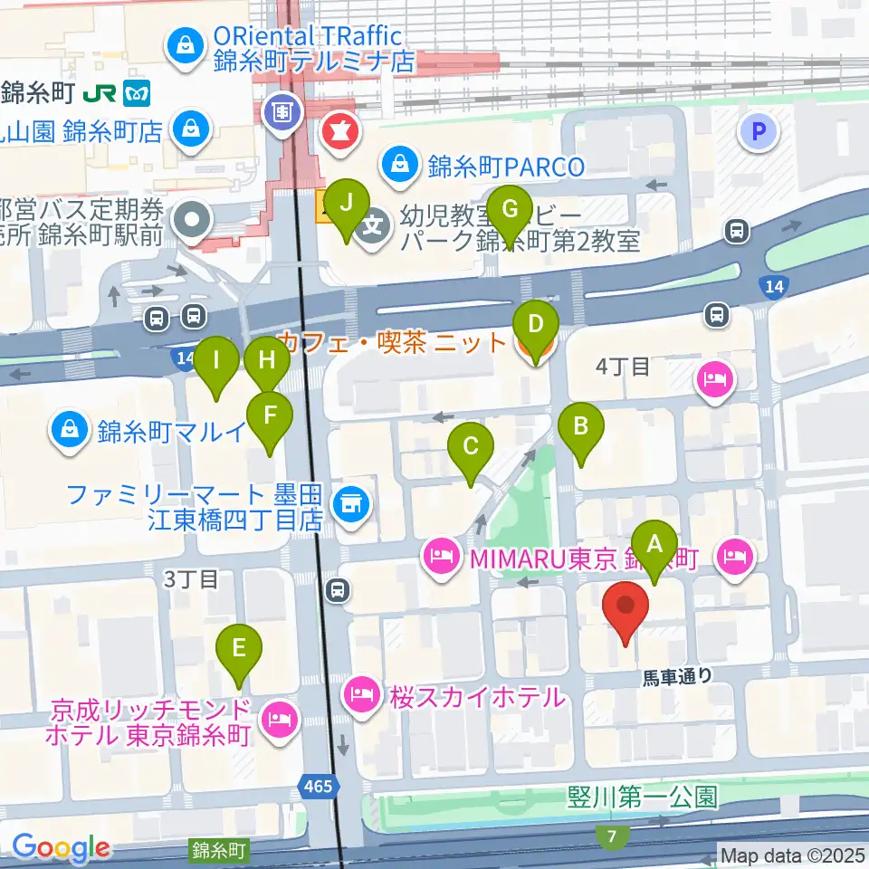 錦糸町パピーズ周辺のカフェ一覧地図
