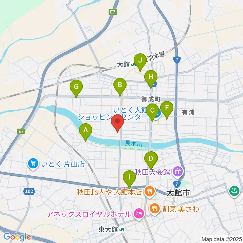 ゲオ大館店周辺のカフェ一覧地図