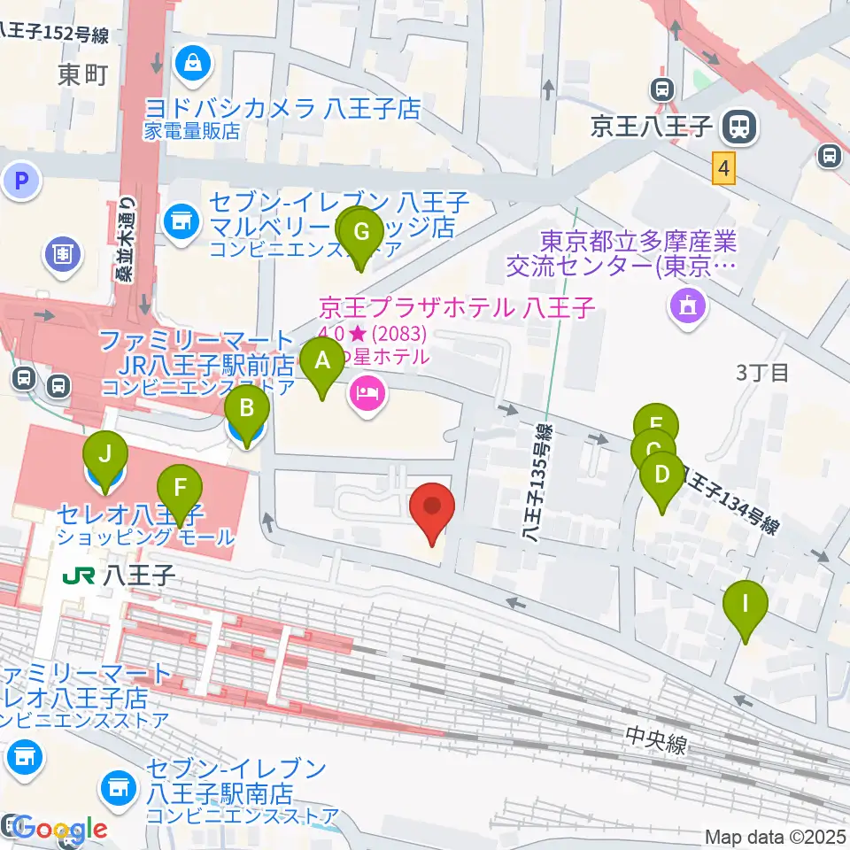 八王子音楽院JR校周辺のカフェ一覧地図
