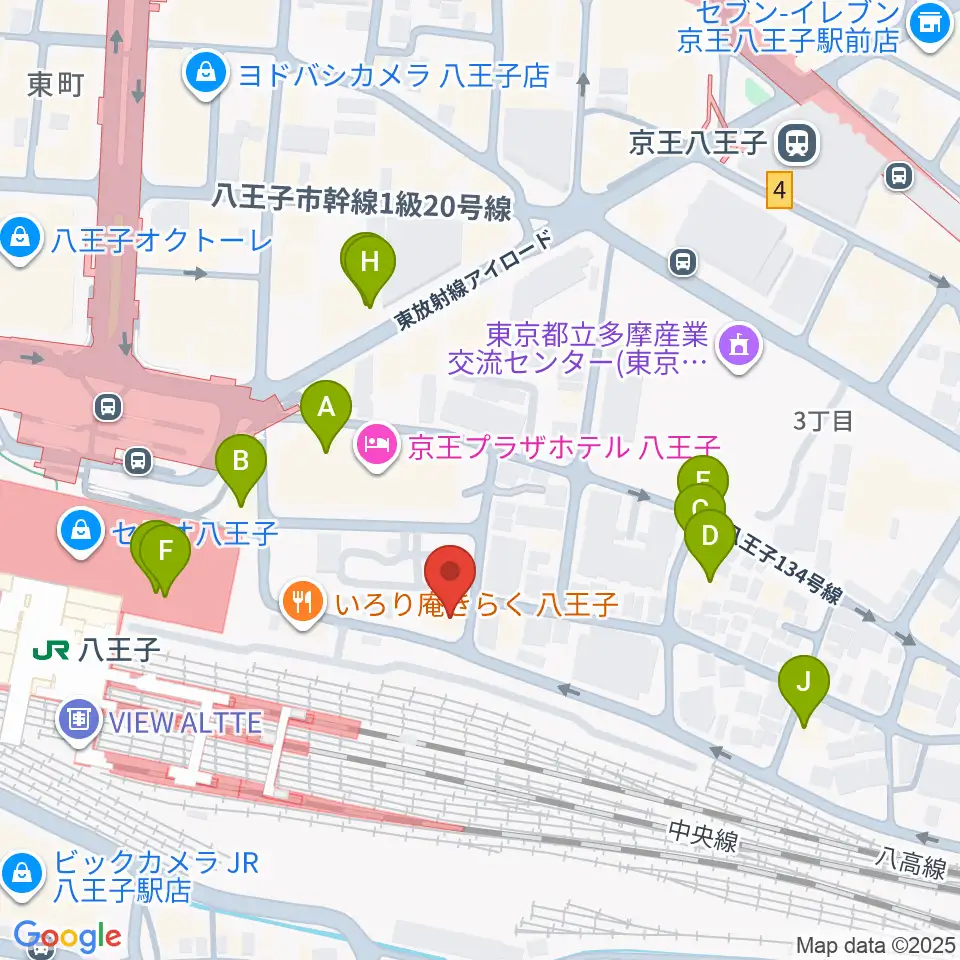 八王子音楽院JR校周辺のカフェ一覧地図