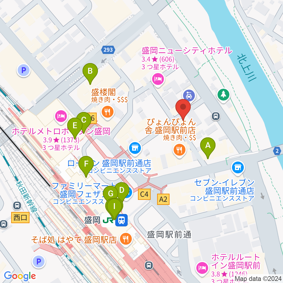 盛岡グローブ周辺のカフェ一覧地図