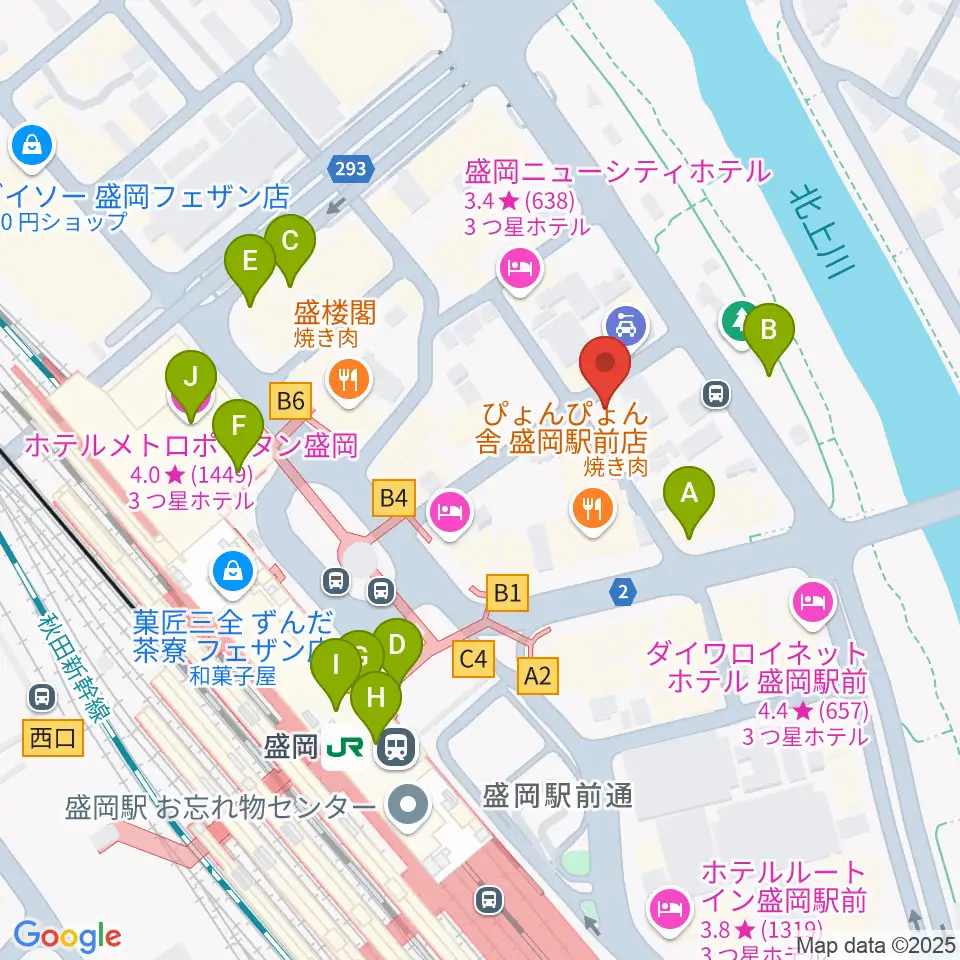 盛岡グローブ周辺のカフェ一覧地図