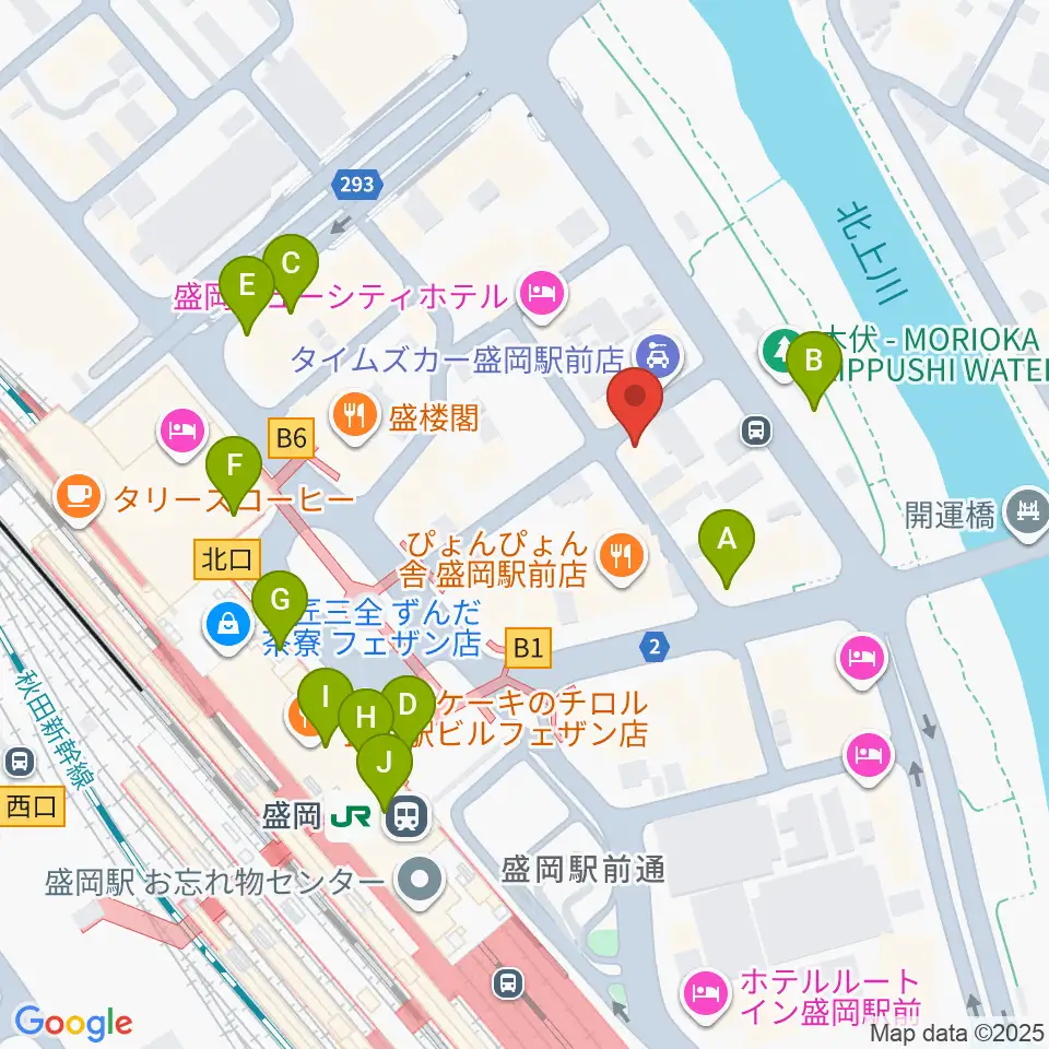 盛岡グローブ周辺のカフェ一覧地図