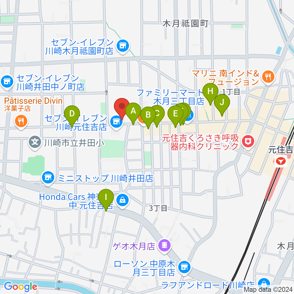 スミノ楽器店周辺のカフェ一覧地図