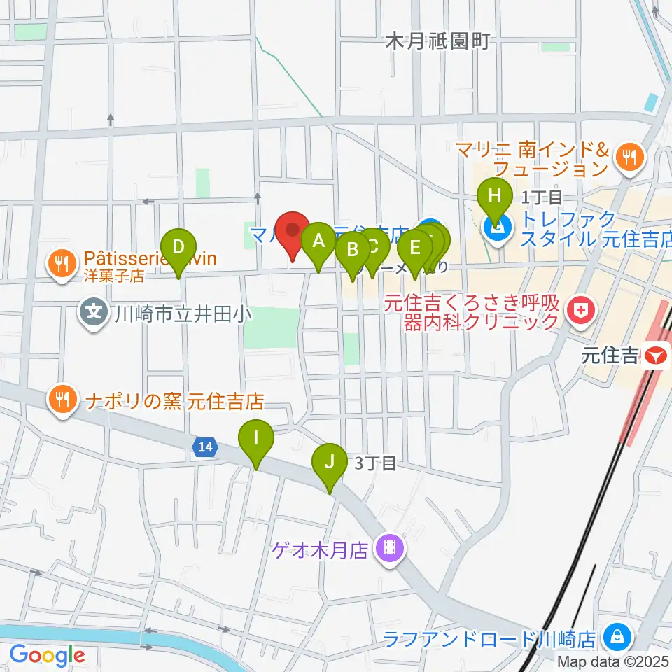 スミノ楽器店周辺のカフェ一覧地図
