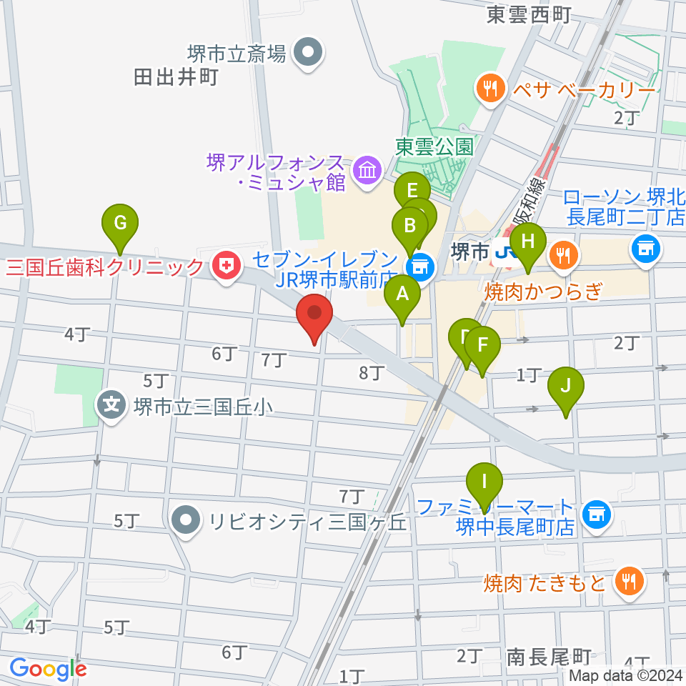 サムズ・レコード・ショップ堺店周辺のカフェ一覧地図