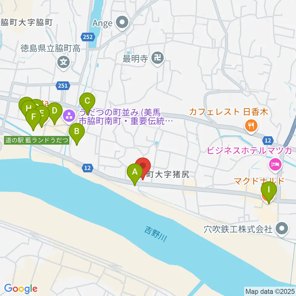 ゲオ脇町店周辺のカフェ一覧地図