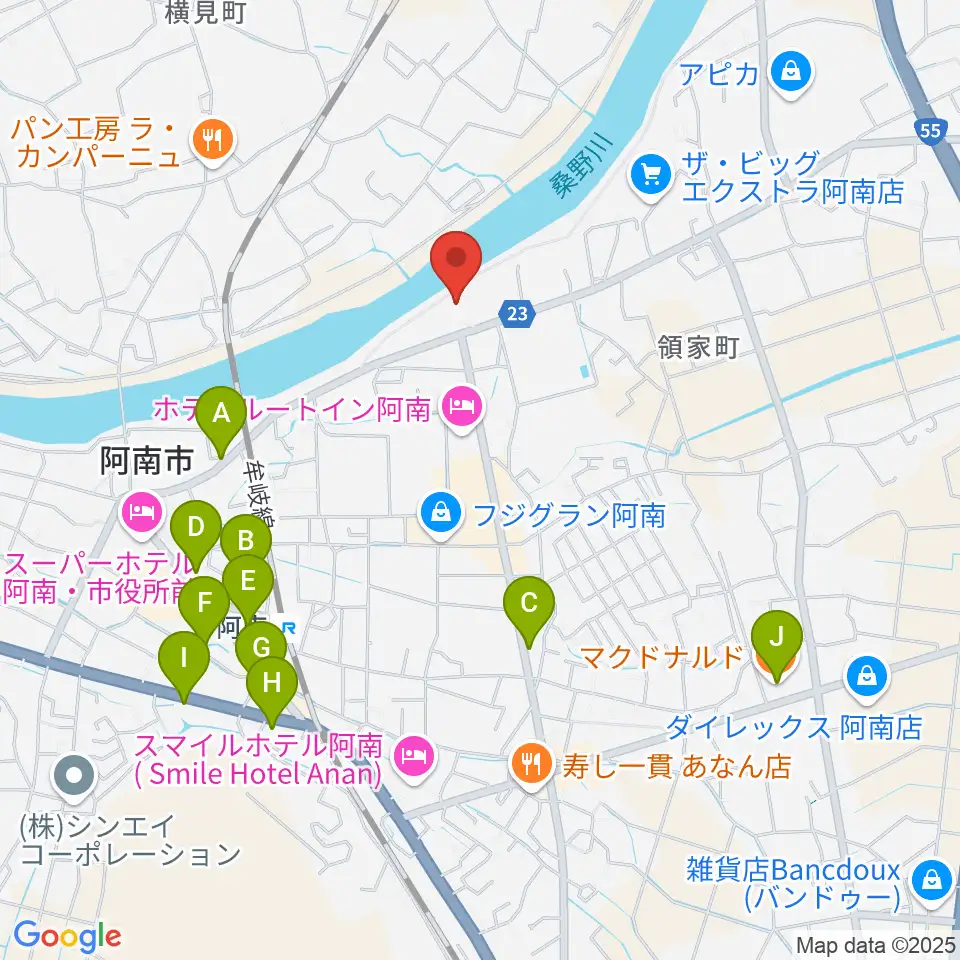 平惣ゲオ阿南センター店周辺のカフェ一覧地図