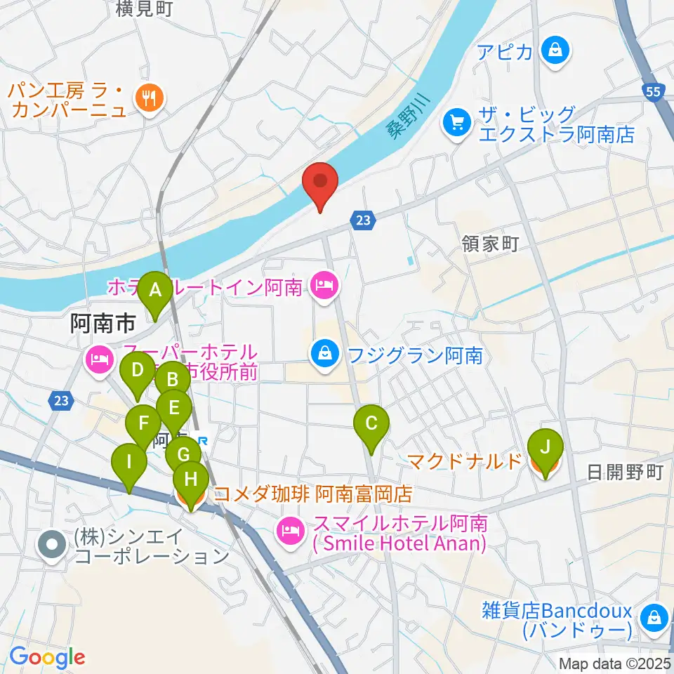 平惣ゲオ阿南センター店周辺のカフェ一覧地図